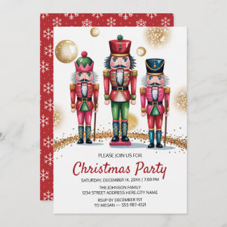 Christmas Holiday Party Nutcracker Gold Glitter    Einladung