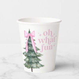 Christmas Holiday Party Oh What Fun Pink Pappbecher