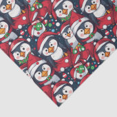 Christmas Holiday Penguins in Santa Hats Seidenpapier (Detail)