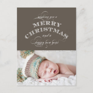 CHRISTMAS HOLIDAY PHOTO POSTCARD TAUPE FEIERTAGSPOSTKARTE