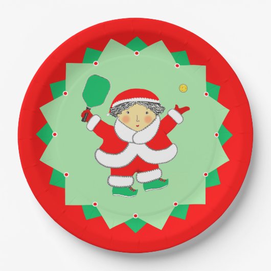 Christmas Holiday Pickleball Party Pappteller (Vorderseite)