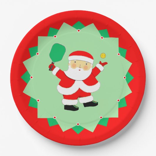 Christmas Holiday Pickleball Party Pappteller (Vorderseite)
