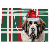 Christmas Holiday Plaid Saint Bernard Dog Lover Große Geschenktüte (Rückseite)