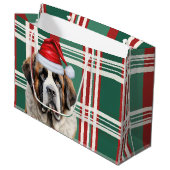 Christmas Holiday Plaid Saint Bernard Dog Lover Große Geschenktüte (Vorderseite Schrägansicht)