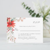 Christmas Holiday Poinsettia floral Wedding RSVP (Stehend Vorderseite)