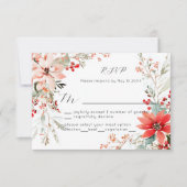 Christmas Holiday Poinsettia floral Wedding RSVP (Vorderseite)