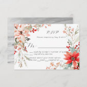 Christmas Holiday Poinsettia floral Wedding RSVP (Vorne/Hinten)