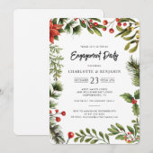 Christmas Holiday Red Berries Engagement Party Einladung (Vorne/Hinten)
