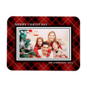 Christmas | Holiday Red & Black Kariert Foto Magne Magnet (Horizontal)