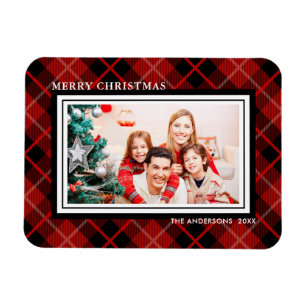 Christmas Holiday Red & Black Kariert Foto Magne Magnet