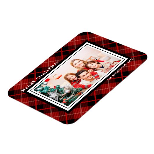 Christmas | Holiday Red & Black Kariert Foto Magne Magnet (Linke Seite)