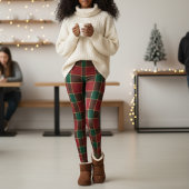 Christmas Holiday Red & Green Tartan Pattern Leggings