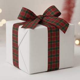 Christmas Holiday Red & Green Tartan Pattern Satinband