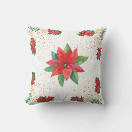 Christmas Holiday Red Poinsettia and Gold Kissen