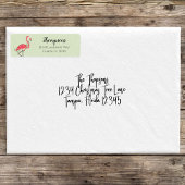 Christmas Holiday Return Address Pink Famingos