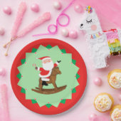 Christmas Holiday Rocking Horse Paper Plates Pappteller (Party)