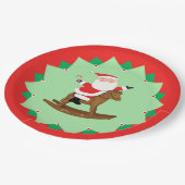 Christmas Holiday Rocking Horse Paper Plates Pappteller (Schrägansicht)