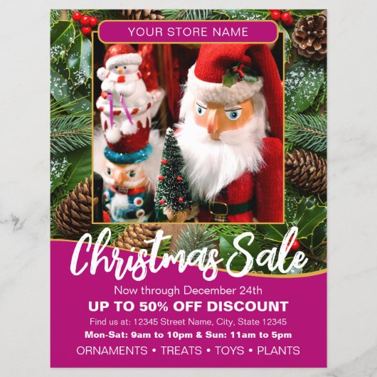 Christmas Holiday Sale Custom Photo Pink Business Flyer (Vorne)