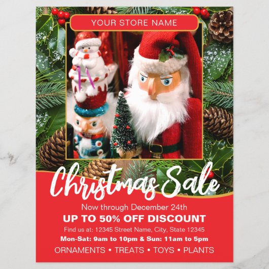 Christmas Holiday Sale Custom Photo Red Business Flyer (Vorne)