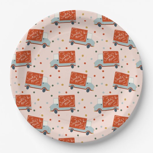 Christmas Holiday Santa's Mail Truck Paper Plates Pappteller (Vorderseite)