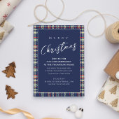 Christmas Holiday Simple Navy Blue Winter Plaid Einladung