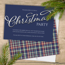 Christmas Holiday Simple Navy Blue Winter Plaid