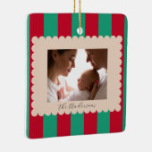 Christmas Holiday Striped Custom Photograph Modern Keramikornament (Rechts)