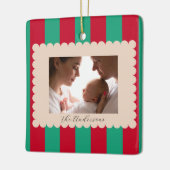 Christmas Holiday Striped Custom Photograph Modern Keramikornament (Links)
