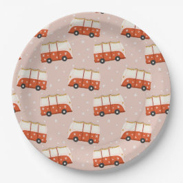 Christmas Holiday Vintage Van Paper Plates Pappteller