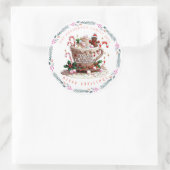Christmas Holiday Watercolor Festive Mug Candy Runder Aufkleber (Tasche)