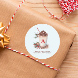 Christmas Holiday Winter Hot Cocoa Beverage Runder Aufkleber