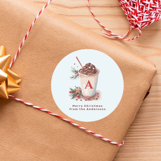 Christmas Holiday Winter Hot Cocoa Beverage Runder Aufkleber