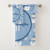 CHRISTMAS HOLIDAY WINTER SNOWMEN CUSTOM MONOGRAM BADHANDTUCH SET (Insitu)