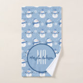 CHRISTMAS HOLIDAY WINTER SNOWMEN CUSTOM MONOGRAM BADHANDTUCH SET (Handtuch)