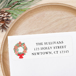 Christmas Holiday Wreath Return Address 