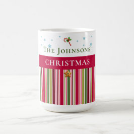 Christmas Holidays - Red, Green & Gold Stripes Kaffeetasse