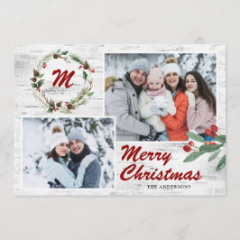 Christmas Holly 2 FOTOS Collage Bark Feiertagskarte
