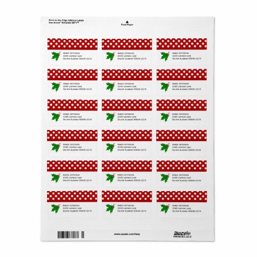 Christmas Holly Address Labels Adressaufkleber (Vorne)