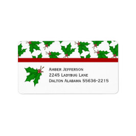 Christmas Holly Address Labels Adressaufkleber