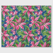 Christmas Holly And Flower Patterned Geschenkpapier (Flach)