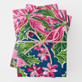 Christmas Holly And Flower Patterned  Geschenkpapier Set (Beispiel)