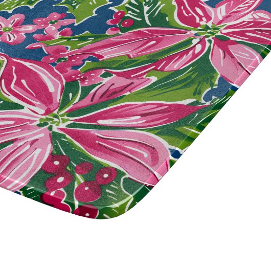 Christmas Holly And Flower Patterned Schneidebrett (Ecke)