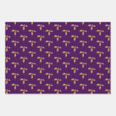 Christmas Holly, Baubles und Holly auf Lila Geschenkpapier Set (Vorderseite)