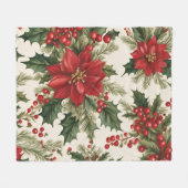 Christmas Holly & Berries Fleece Blanket (Vorderseite (Horizontal))