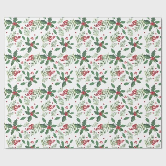 Christmas Holly Berries Geschenkpapier (Flach)