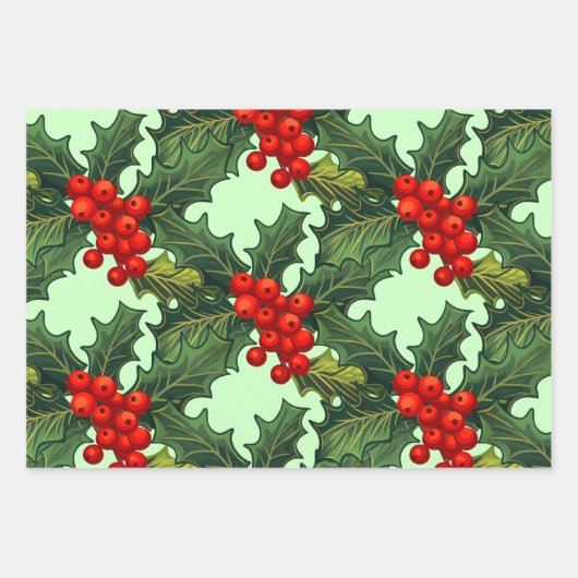 Christmas Holly Berries Geschenkpapier Set (Vorderseite)