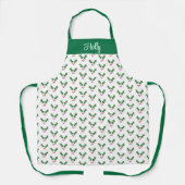 Christmas Holly Berries Muster Personalisiert Schürze (Vorderseite)