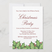 Christmas Holly Berries Party Einladung (Vorderseite)