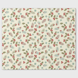 Christmas Holly Berries & Pine Seamless Pattern Geschenkpapier