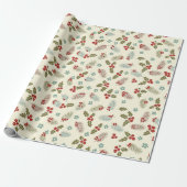Christmas Holly Berries & Pine Seamless Pattern Geschenkpapier (Ungerollt)